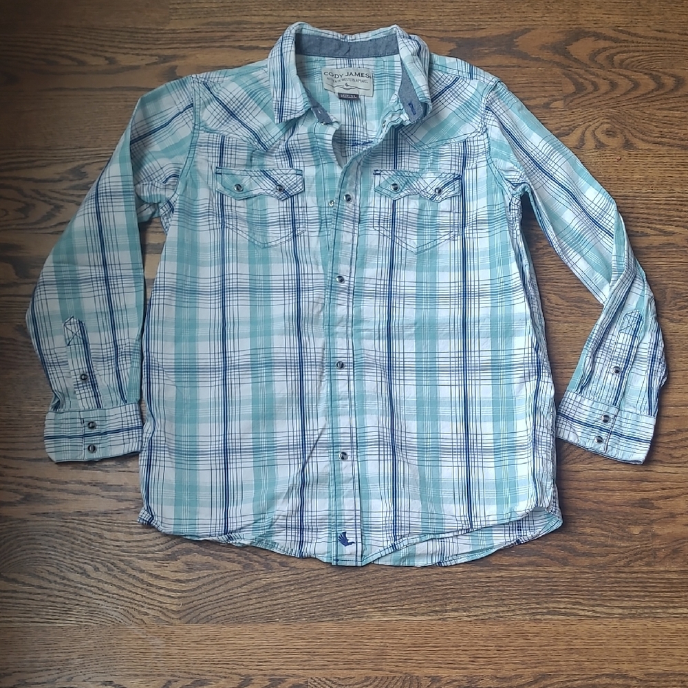 Blue Plaid Button-Up Shirt